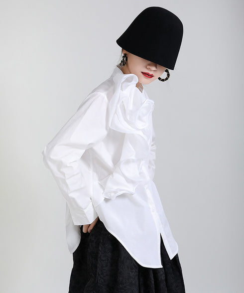 Glossy Dot Bow Blouse