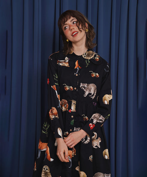 Forest Animal Printed Dress