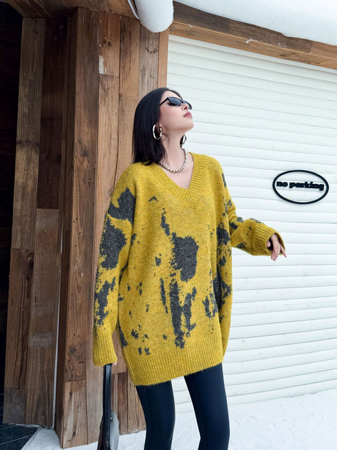 Abstract Dye Oversized Knit Top