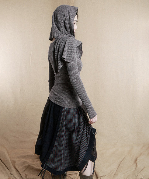 Hooded Rib Drape Top