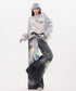 Iridescent Print Denim Wide Pants