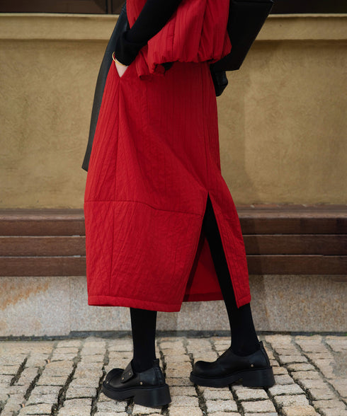 Quilted Volume Vest& Skirt Co-ord