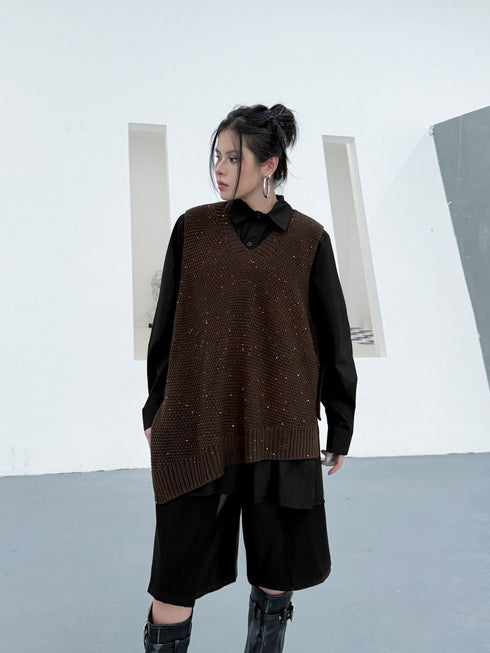 Glitter Knit Vest&Minimal Layered Shirt Series