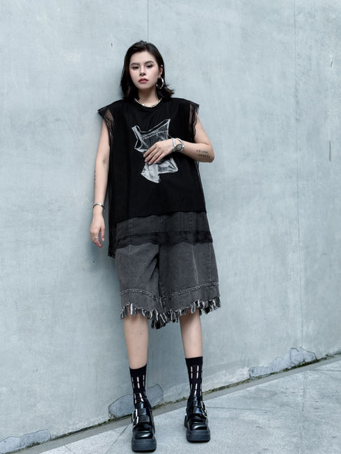 Mesh Overlay Graphic Tank