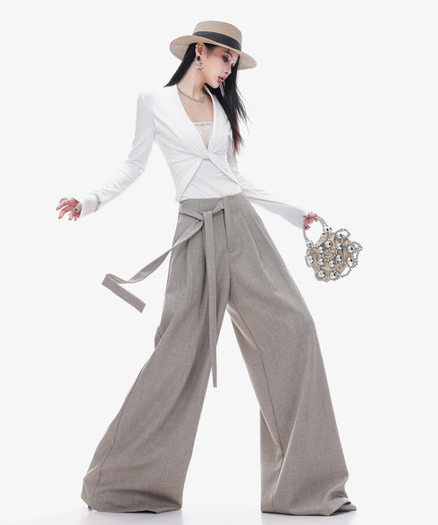 Drape Belt Wide Slacks