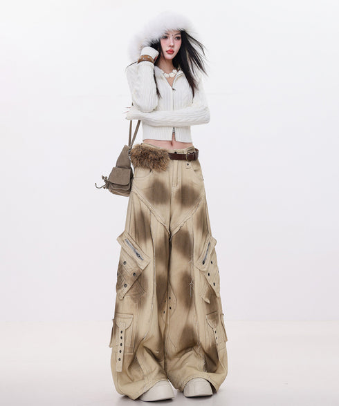 Dust Wash Multi Pocket Wide Pants