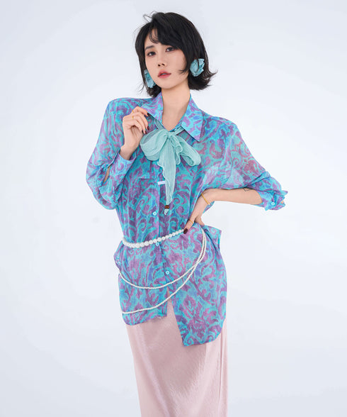 Veil Tie Print Blouse