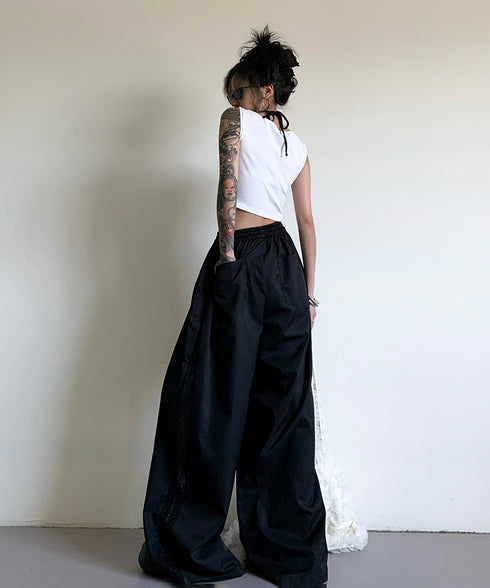Lace Line Wide Pants