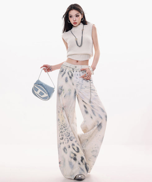 Frayed Contrast Knit Top