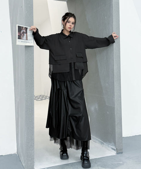 Layered Balloon Mesh Skirt