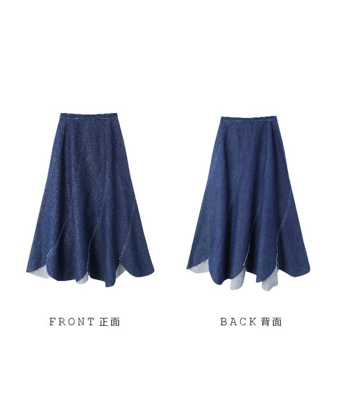 Curve Cut Denim Skirt