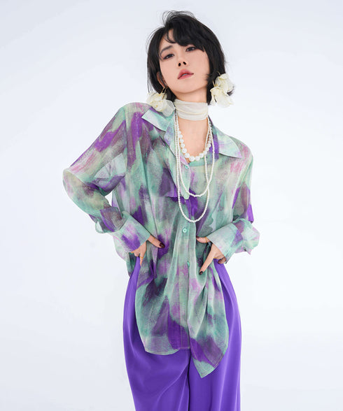Veil Tie Print Blouse