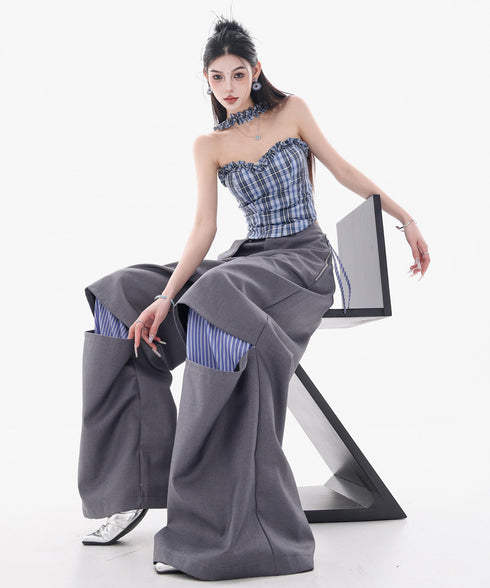 Frayed Contrast Knit Top