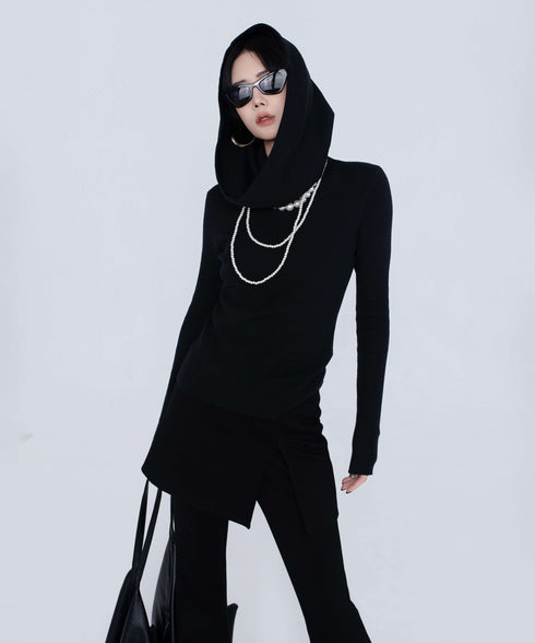 Rib Knit Top&Wrap Scarf Co-ord