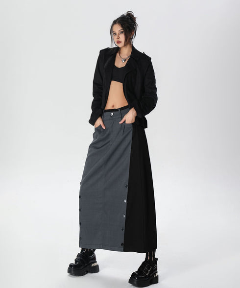 Dual Panel Buttoned Skirt