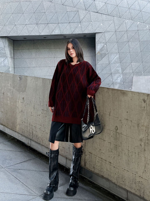 Geometric Pattern Knit Sweater