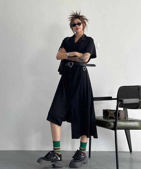 Dark Loose Shirt Dress