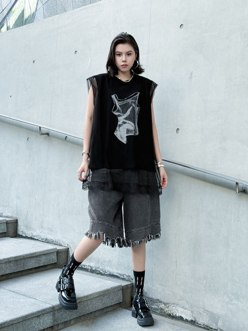 Mesh Overlay Graphic Tank