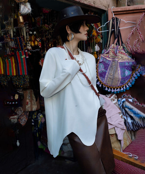 Wave Hem Long Sleeve Top