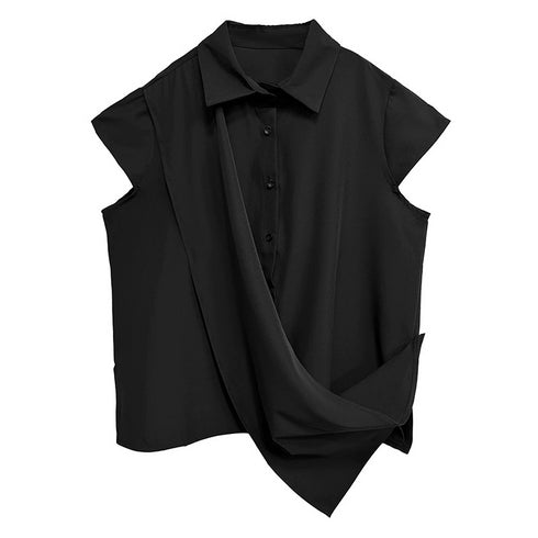 Drape Front Cap Sleeve Blouse