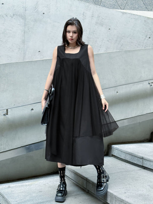 Layered Mesh Flare Dress