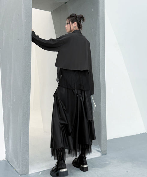 Layered Balloon Mesh Skirt