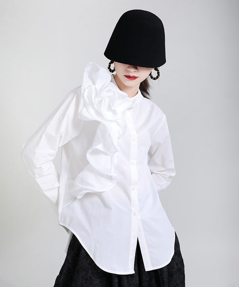 Glossy Dot Bow Blouse