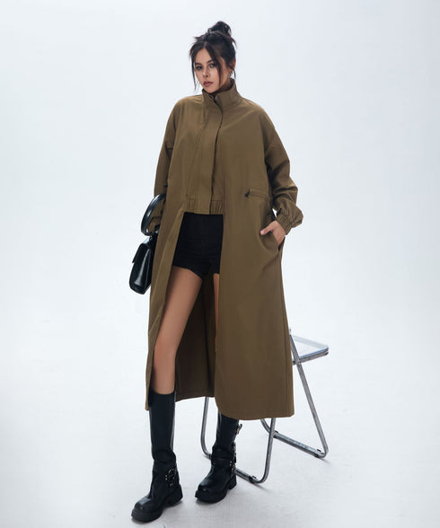 High Neck Wide Long Jacket