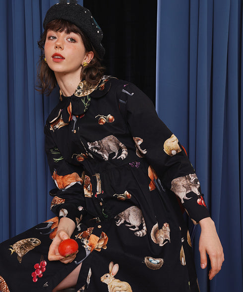 Forest Animal Printed Dress