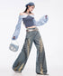 Crystal Dust Washed Wide Denim Pants