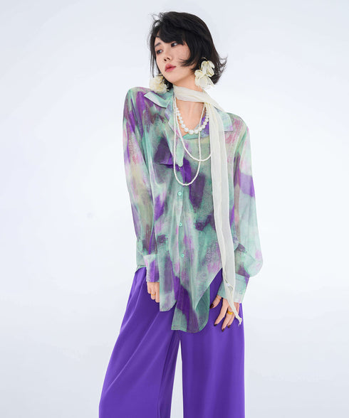 Veil Tie Print Blouse
