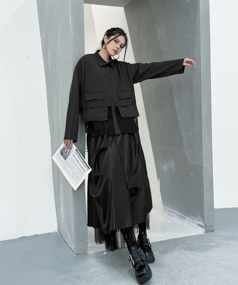 Layered Balloon Mesh Skirt