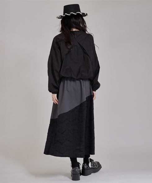 Layered Texture Line Flare Skirt