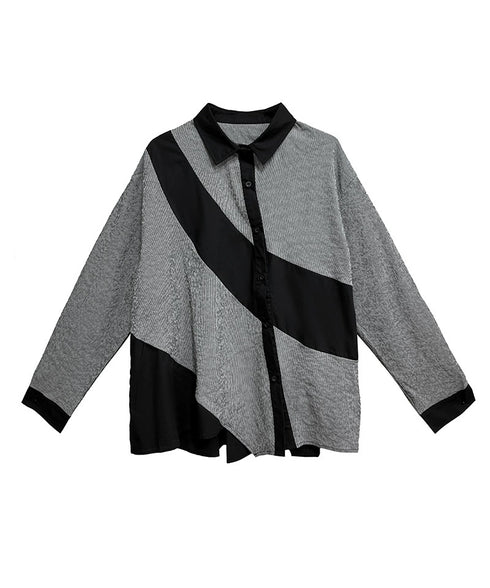 Diagonal Panel Sheer Shirt