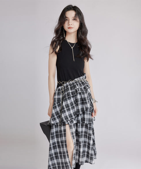 Frill Layered Combination Dress