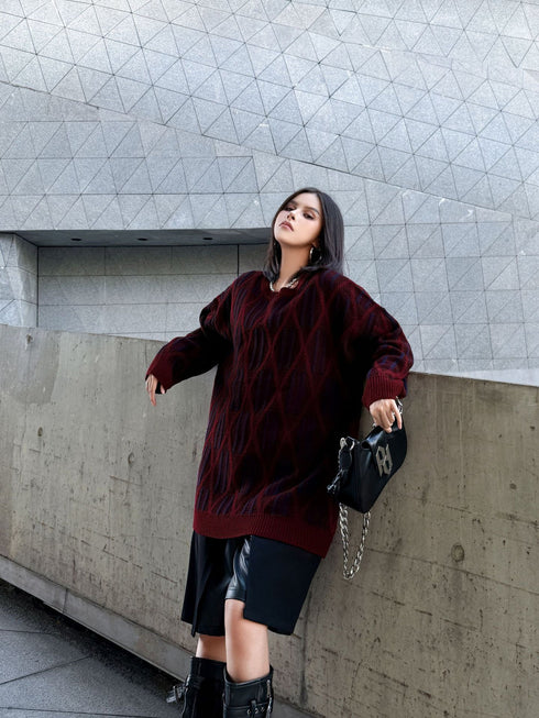 Geometric Pattern Knit Sweater