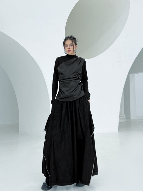 Draped Satin Mix Top