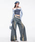 Crystal Dust Washed Wide Denim Pants