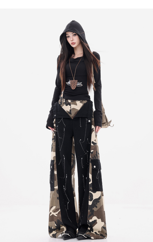 Camouflage Docking Wide Cargo Pants