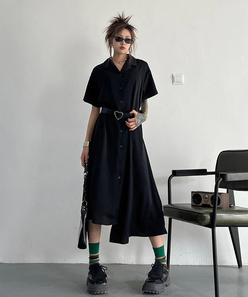 Dark Loose Shirt Dress