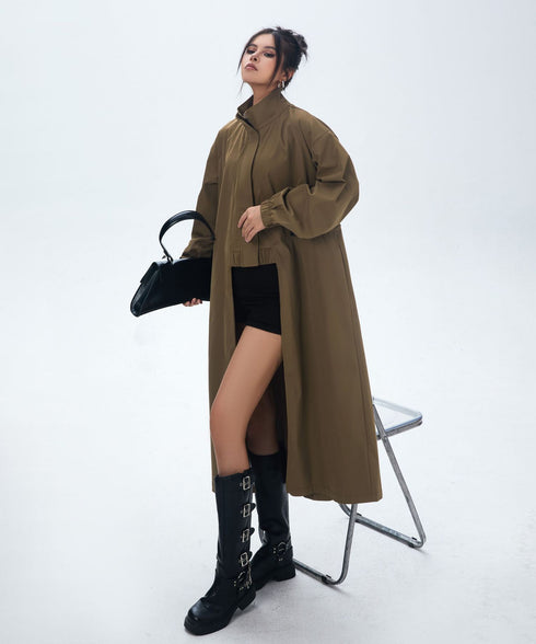 High Neck Wide Long Jacket