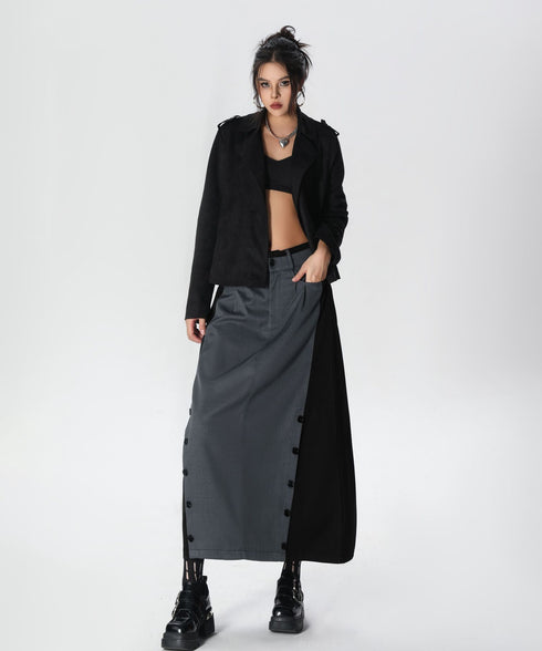 Dual Panel Buttoned Skirt