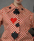 Checker Emblem Collar Blouse