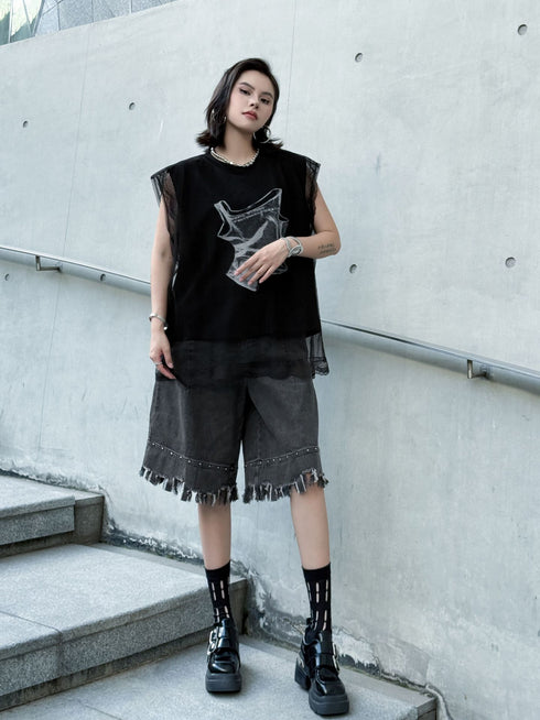 Mesh Overlay Graphic Tank