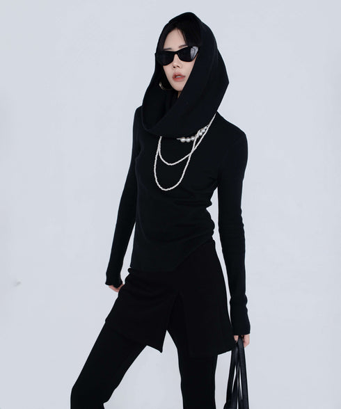 Rib Knit Top&Wrap Scarf Co-ord