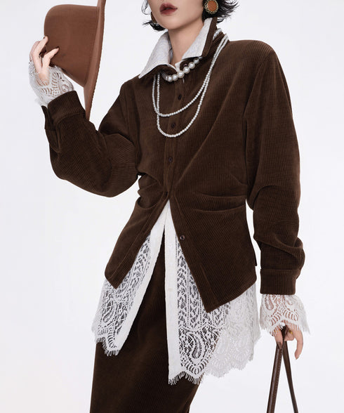 Corduroy Twist Front Blouse