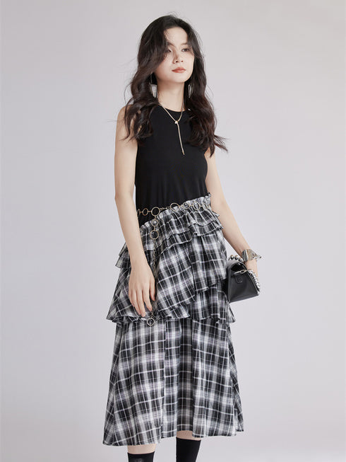 Frill Layered Combination Dress