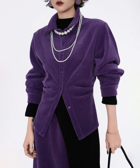 Corduroy Twist Front Blouse