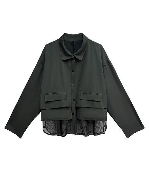 Layered Pocket Mesh Blouse
