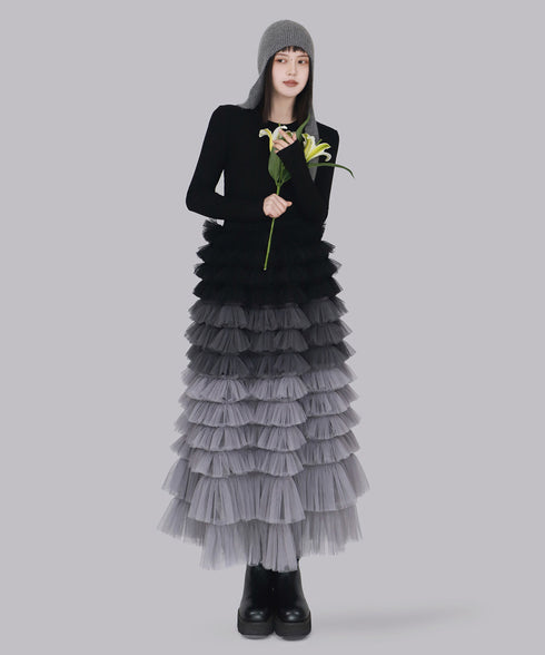 Cascade Frill Long Skirt